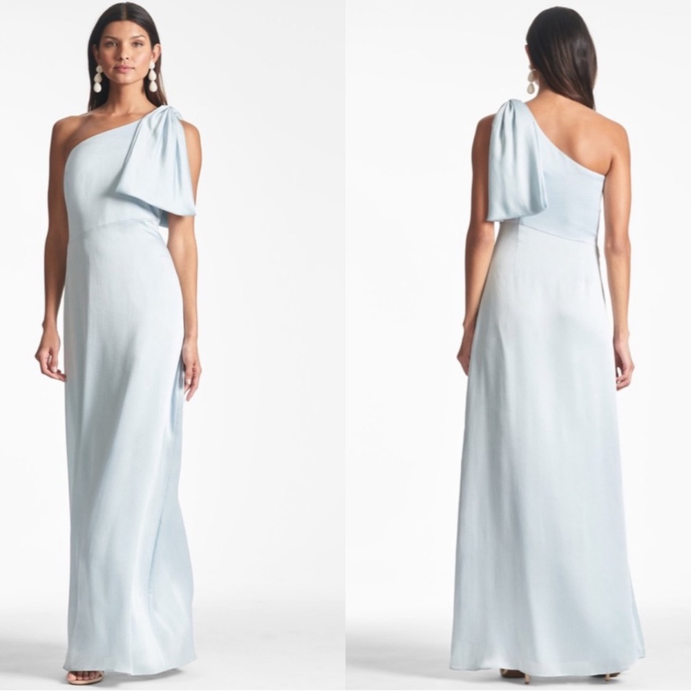 Sachin + Babi one shoulder Chelsea gown Ice Blue NWOT